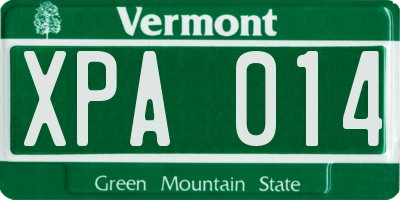 VT license plate XPA014