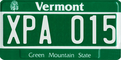 VT license plate XPA015