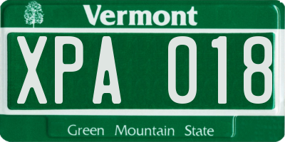 VT license plate XPA018