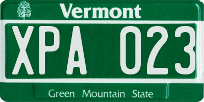 VT license plate XPA023