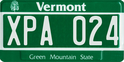 VT license plate XPA024