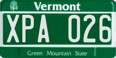 VT license plate XPA026