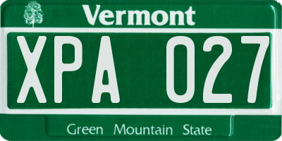 VT license plate XPA027