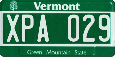 VT license plate XPA029