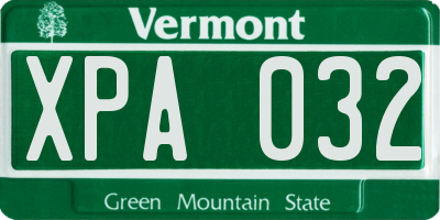 VT license plate XPA032