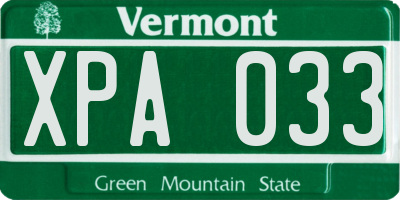 VT license plate XPA033