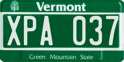 VT license plate XPA037