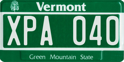 VT license plate XPA040