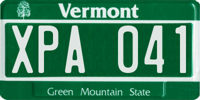VT license plate XPA041