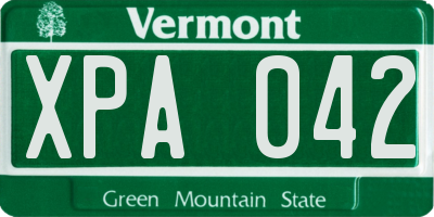 VT license plate XPA042