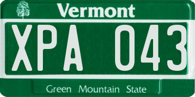 VT license plate XPA043