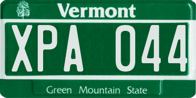 VT license plate XPA044