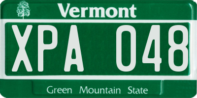 VT license plate XPA048