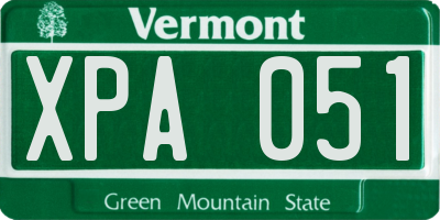 VT license plate XPA051