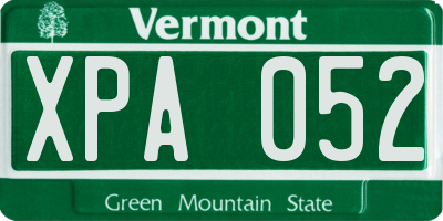 VT license plate XPA052