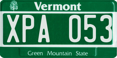 VT license plate XPA053