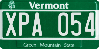 VT license plate XPA054