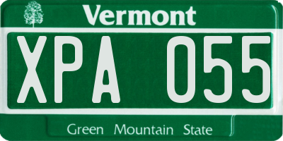 VT license plate XPA055