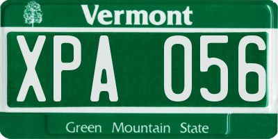 VT license plate XPA056