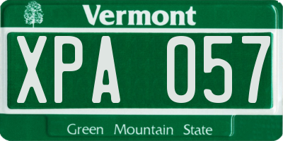 VT license plate XPA057