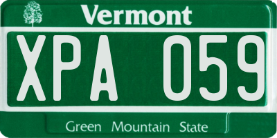 VT license plate XPA059