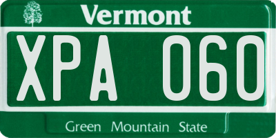 VT license plate XPA060