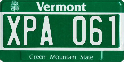 VT license plate XPA061