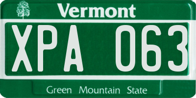 VT license plate XPA063
