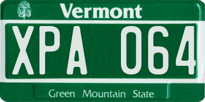 VT license plate XPA064
