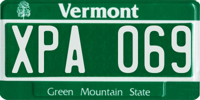 VT license plate XPA069