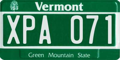VT license plate XPA071