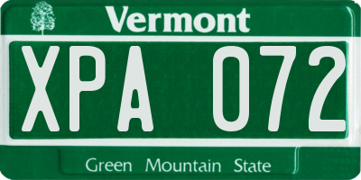 VT license plate XPA072