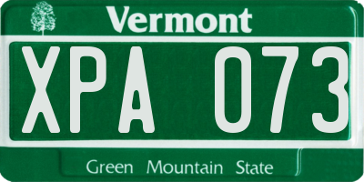 VT license plate XPA073