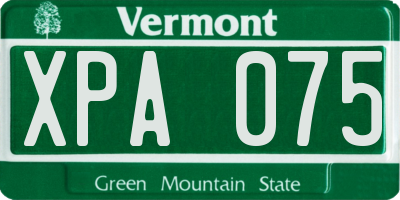 VT license plate XPA075