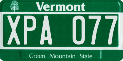 VT license plate XPA077