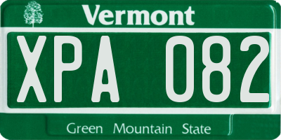 VT license plate XPA082