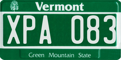 VT license plate XPA083