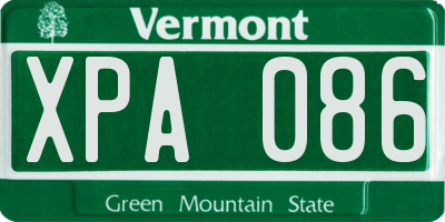 VT license plate XPA086