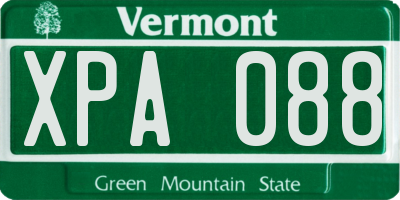 VT license plate XPA088