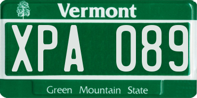 VT license plate XPA089