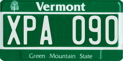 VT license plate XPA090