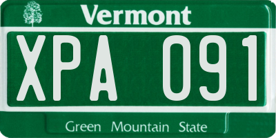 VT license plate XPA091
