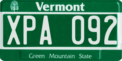 VT license plate XPA092