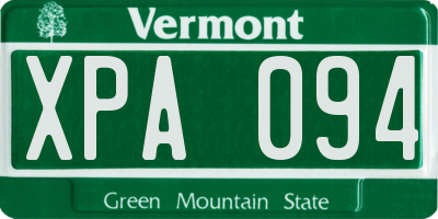 VT license plate XPA094