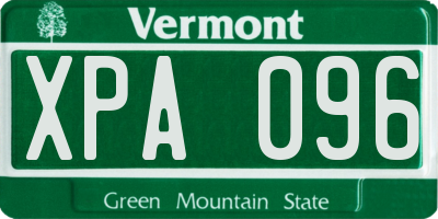 VT license plate XPA096