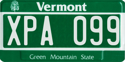 VT license plate XPA099