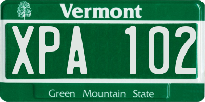 VT license plate XPA102