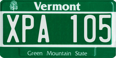 VT license plate XPA105