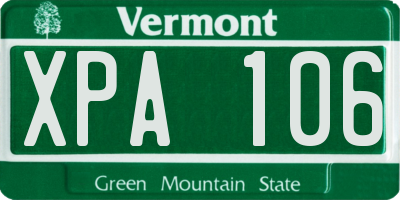 VT license plate XPA106