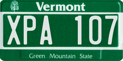 VT license plate XPA107